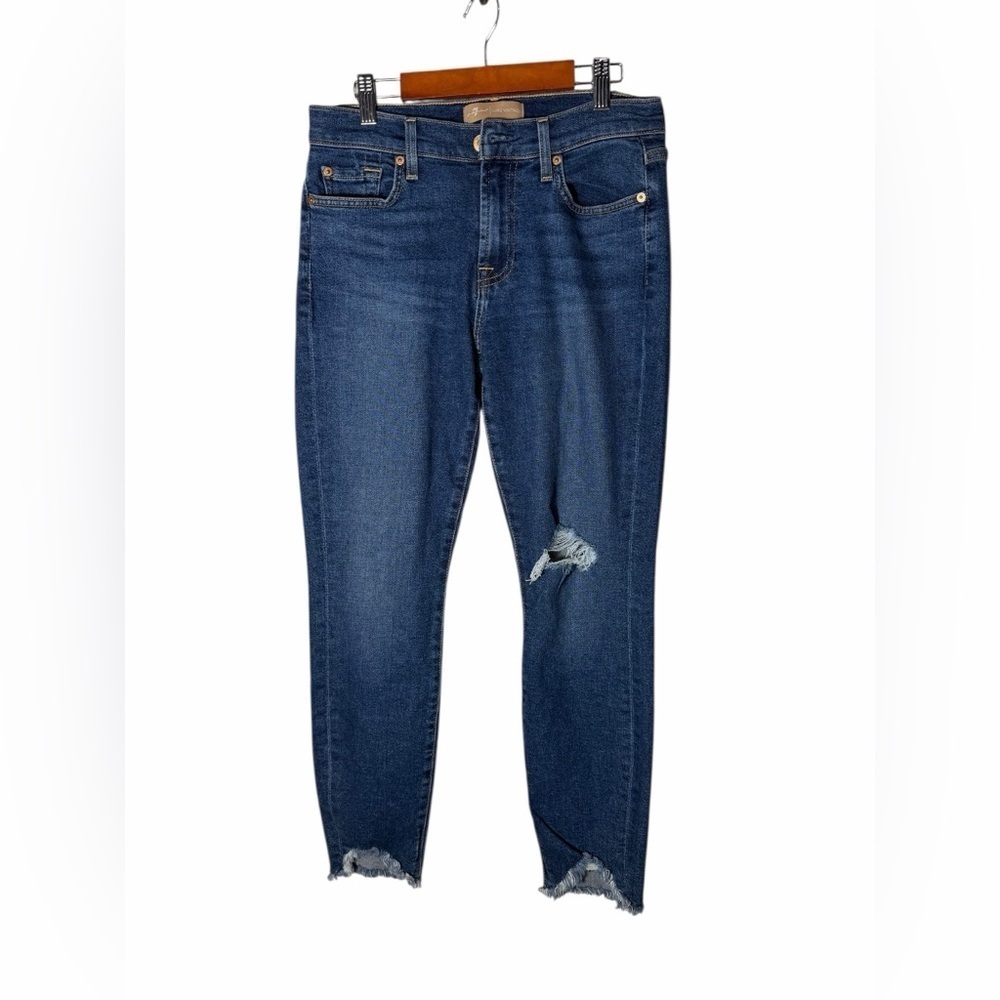 7 For All Mankind Jeans Size 28 Womens The Ankle Skinny Stretch Mid Rise Blue